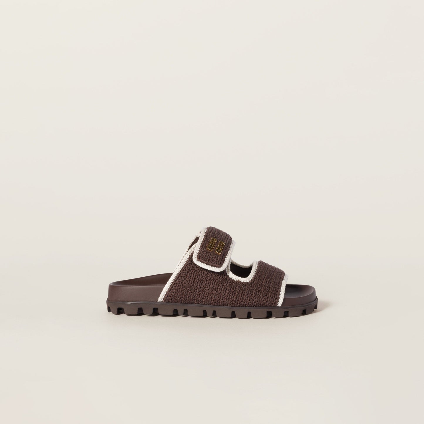 Miu Miu Crochet Knit Slides – Chocolate Edition