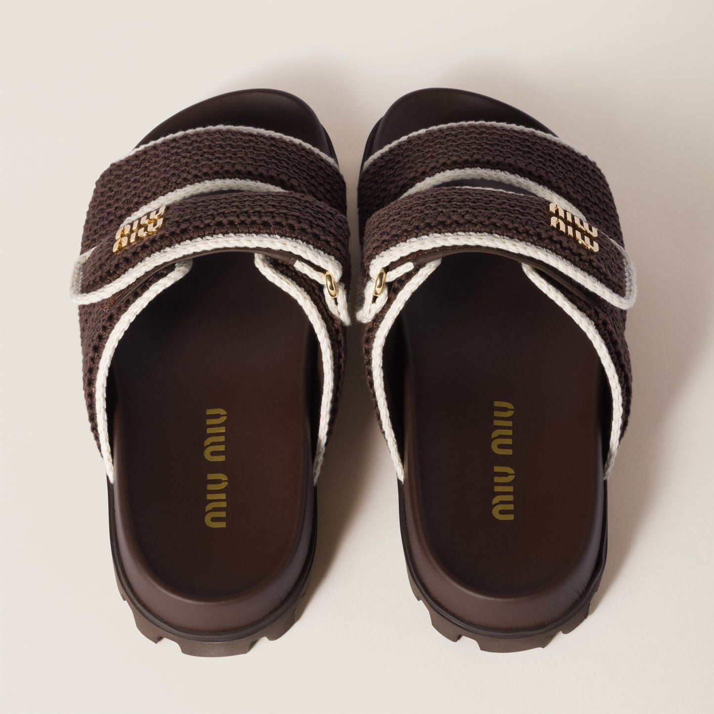 Miu Miu Crochet Knit Slides – Chocolate Edition