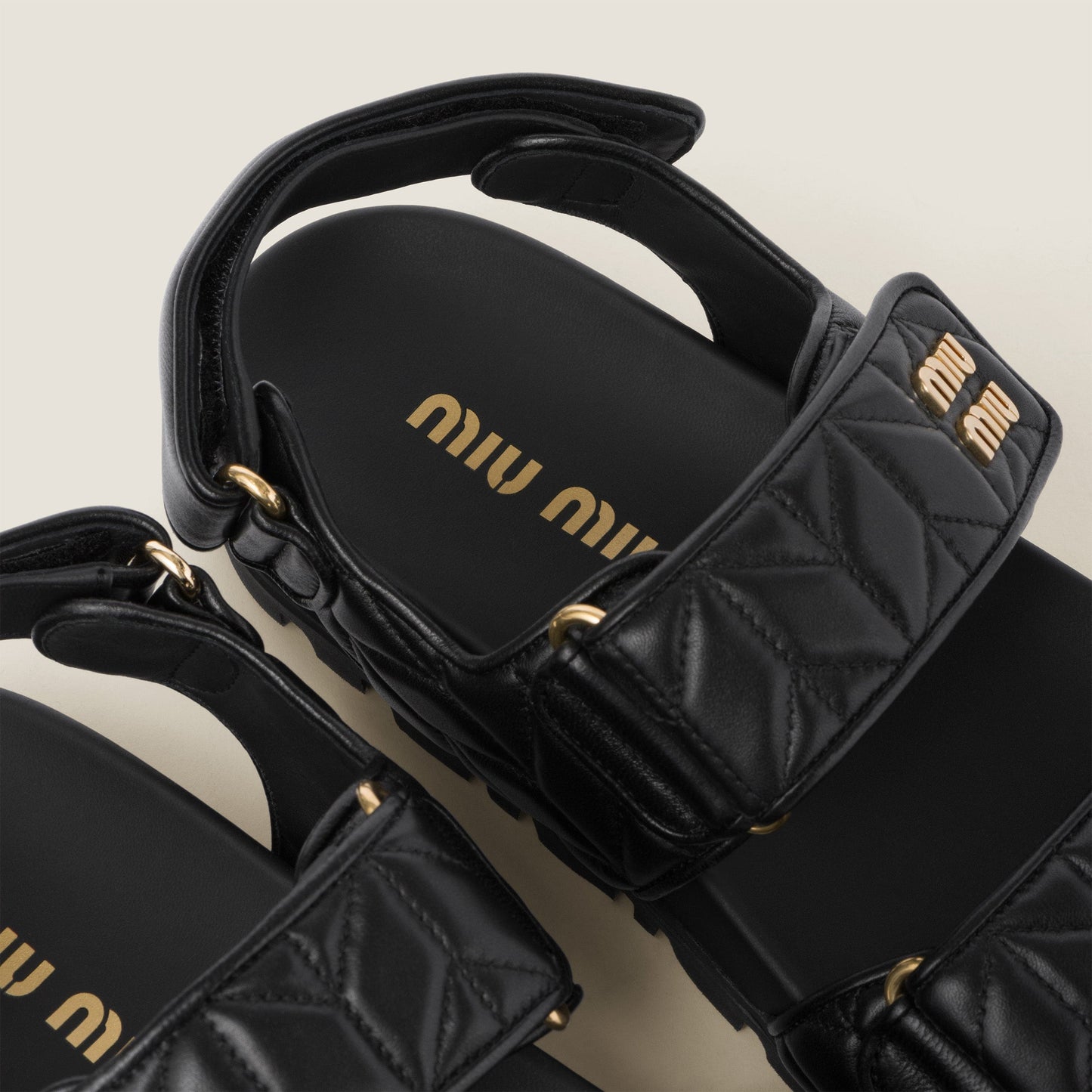 Miu Miu Quilted Nappa Leather Sport Sandals – Black Edition