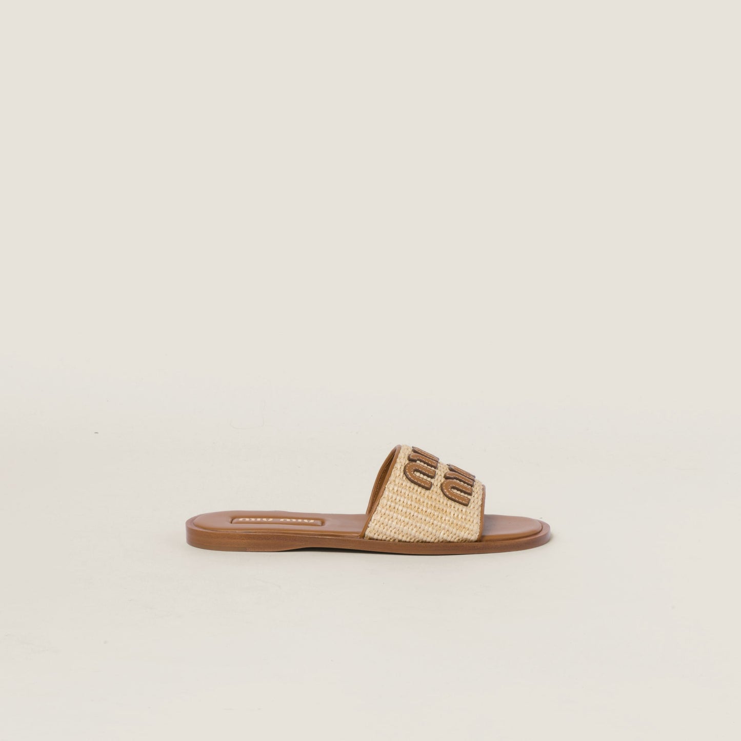 Miu Miu – Claquettes en toile et cuir