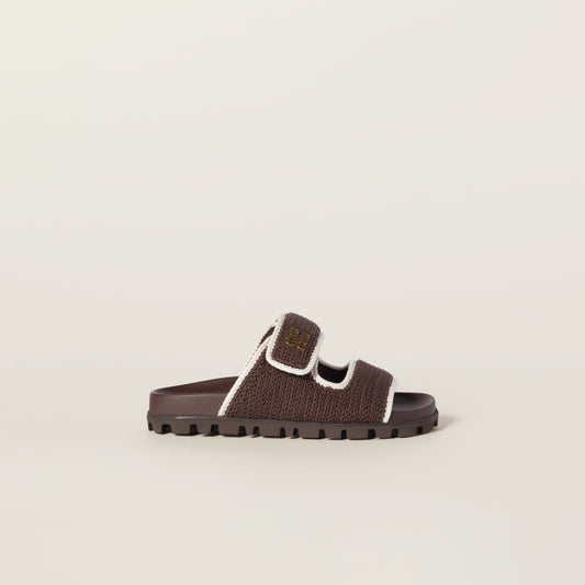 Miu Miu Crochet Knit Slides – Chocolate Edition
