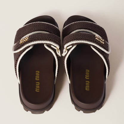 Miu Miu Crochet Knit Slides – Chocolate Edition