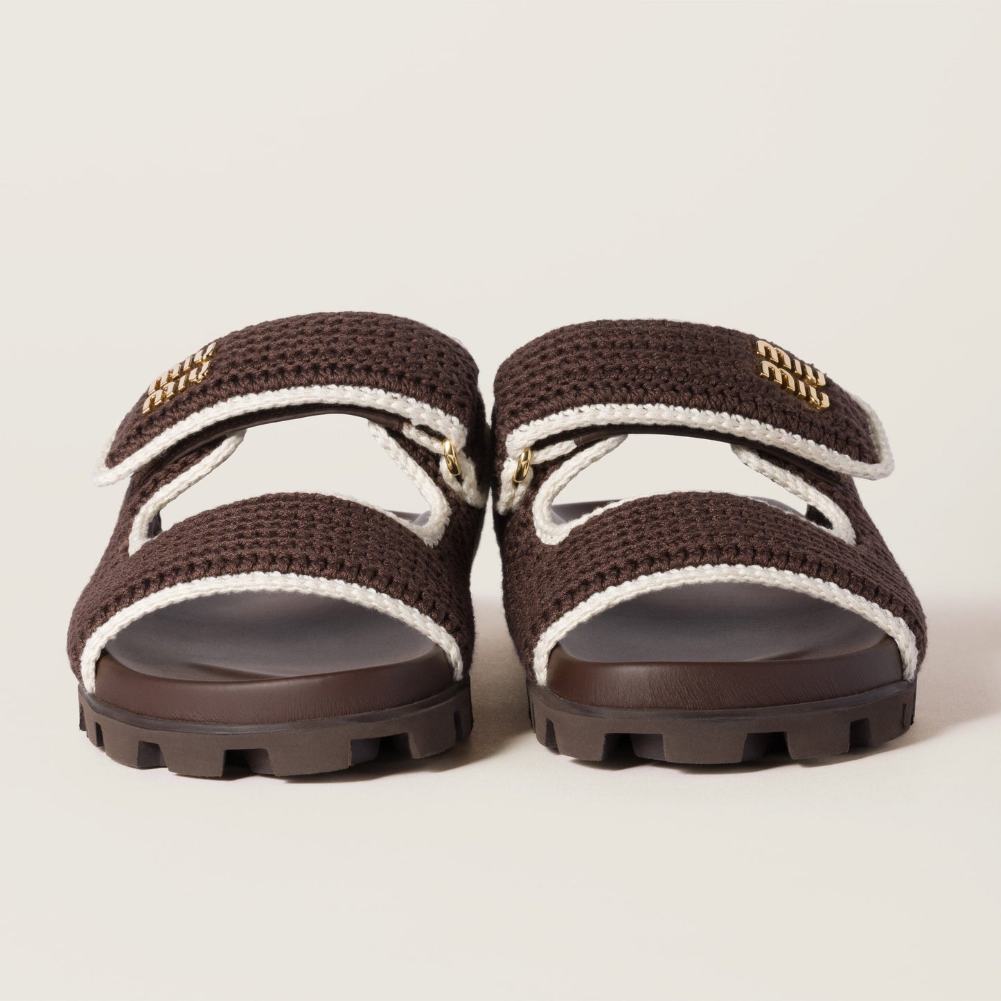 Miu Miu Crochet Knit Slides – Chocolate Edition
