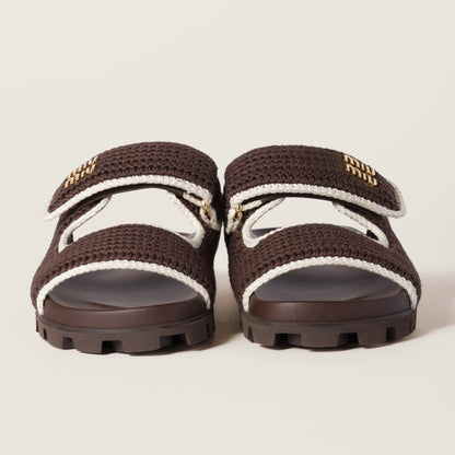 Miu Miu Crochet Knit Slides – Chocolate Edition