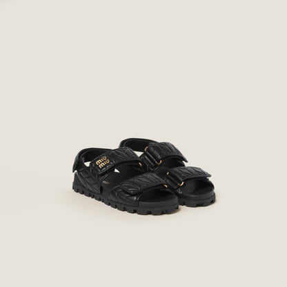 Miu Miu Quilted Nappa Leather Sport Sandals – Black Edition