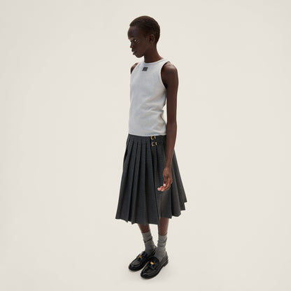 Ribbed Tank Top with Black Crystal Logo